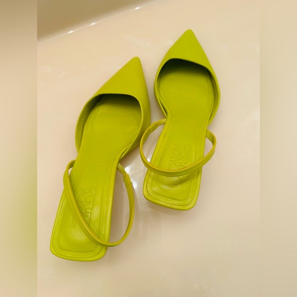 Zara lime green slingback kitten heels. Size 6. Excellent condition. - Picture 7 of 9